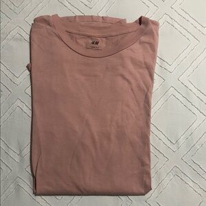 H&M Men's Dusty Pink Short Sleeve Tee